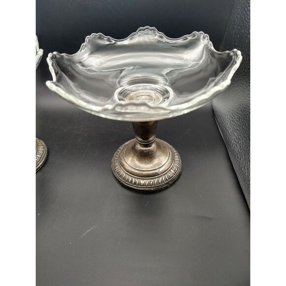 Vintage Sterling Silver & Glass Compote Dishes by R.M. Whiting – Set of 2 - Picture 6 of 16